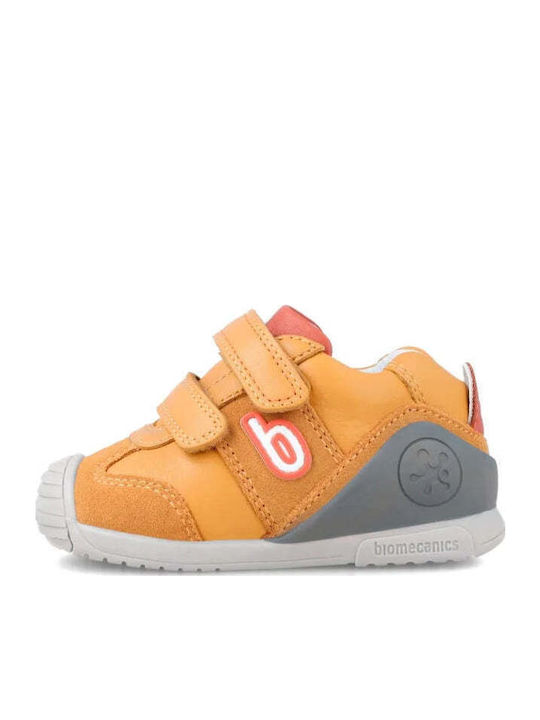 Yema Παιδικά Sneakers High Ανατομικά με Σκρατς Κίτρινα
