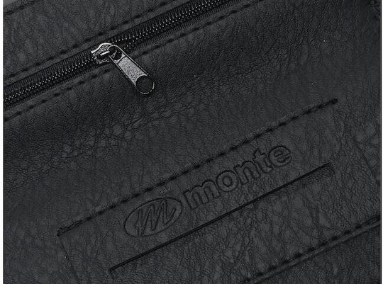 Monte Godfather Part 3 Pungă Pentru Tutun Din Piele Ecologică Neagră Cu Buton 16x8.5cm