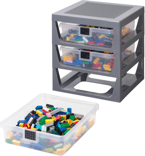 LEGO Πλαστικό Συρταράκι Γραφείου 3 Θέσεων Γκρι