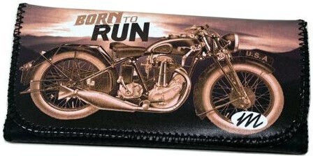 Monte Born To Run Pungă Pentru Tutun Din Piele Ecologică Neagră Cu Buton 16x8.5cm