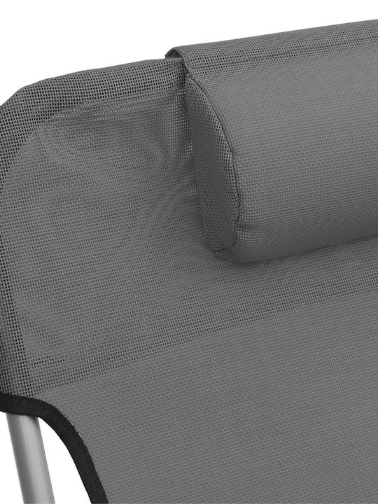 Liegestuhl Metallisch mit Textilene-Stoff Gray 2Stück 135x54.5x87cm.