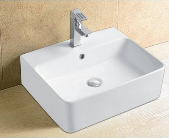 KLP Eros Aufgesetztes Waschbecken Porzellan 52x42x15.5cm Weiß KLP Eros Aufgesetztes Waschbecken Porzellan 52x42x15.5cm Weiß