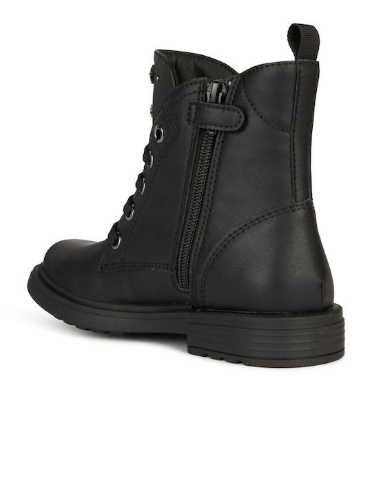 J ECLAIR Leather Kids Boots with Zipper Black