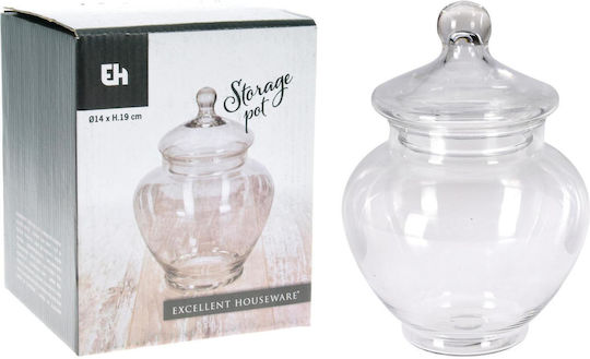 ArteLibre General Use Glass Jar with Lid Transparent 14x14x19cm 1 Pieces