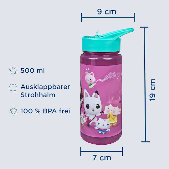 Scooli Sticlă Pentru Copii Din Plastic Cu Pai Violet 500ml