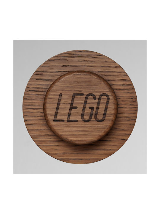 LEGO Wooden Kids Wall Hanger with Hooks Oak Dark Stained 3pcs