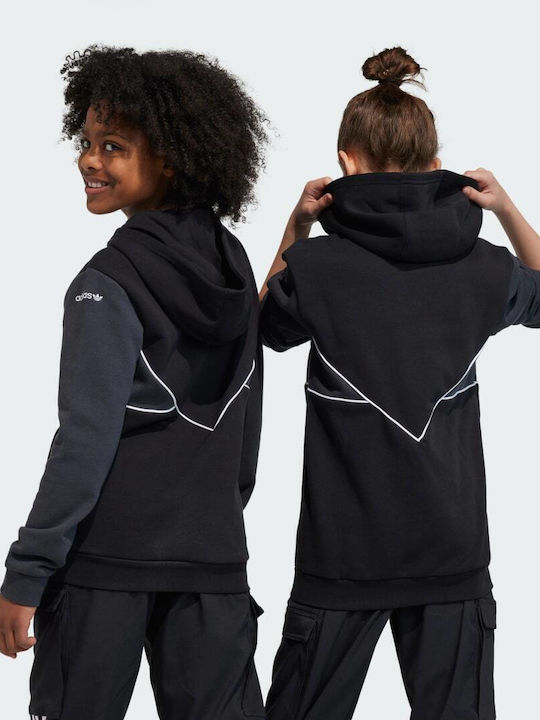 Kids Sweatshirt with Hood and Pockets Black Adicolor