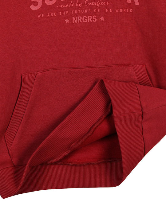 Fleece Kinder-Sweatshirt mit Kapuze und Taschen Rot