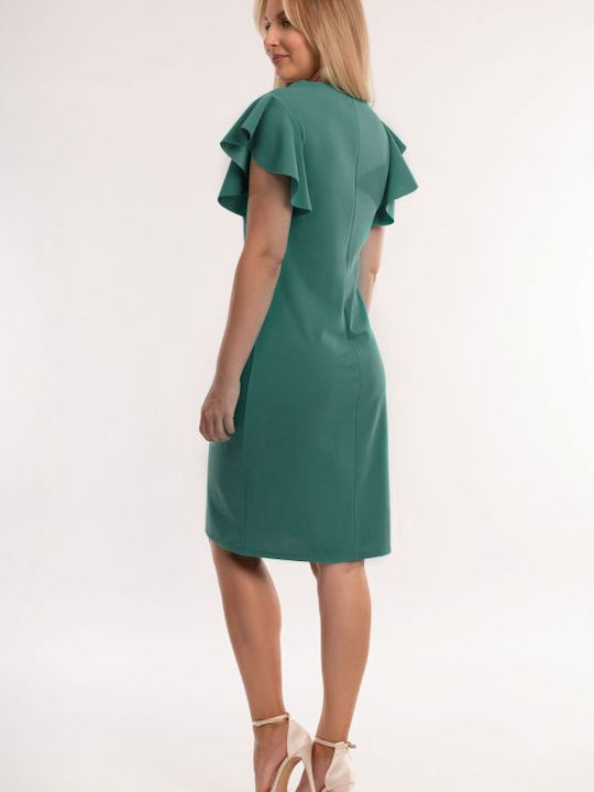 BelleFille Summer Mini Evening Dress with Ruffle Green