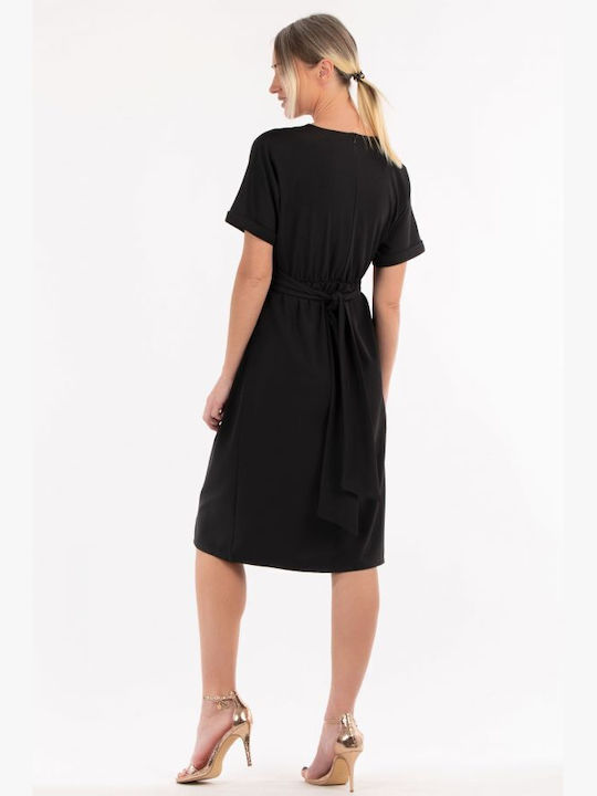 BelleFille Midi Rochie Înfășurați Negru