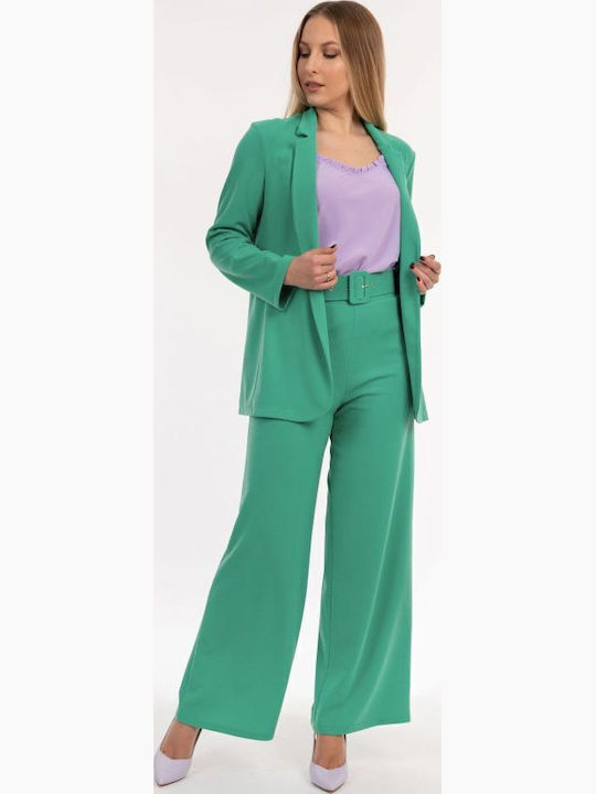 Women's Fabric Trousers Turquoise