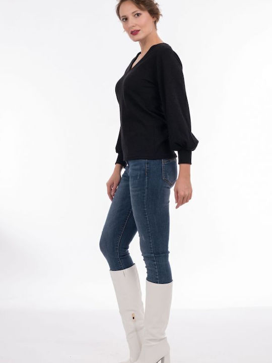 Damen Pullover mit 3/4-Ärmeln Schwarz