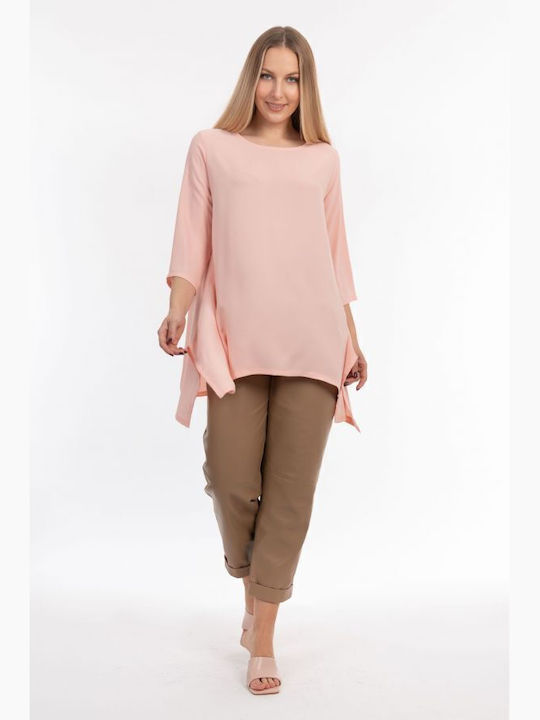 Damen Bluse mit 3/4 Ärmel Rosa