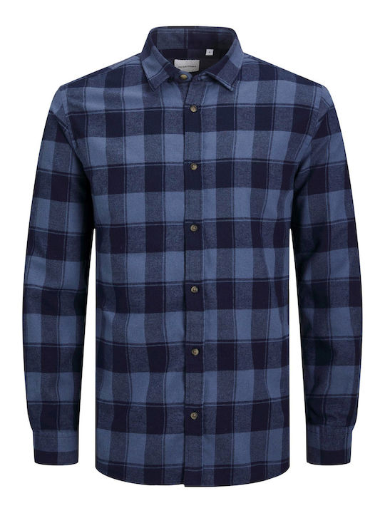 Jack & Jones Men's Shirt Long Sleeve Checked Indigo