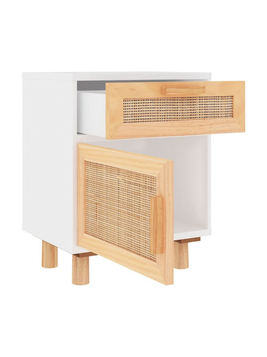 Bedside Table from Solid Wood Beige 40x30x50cm