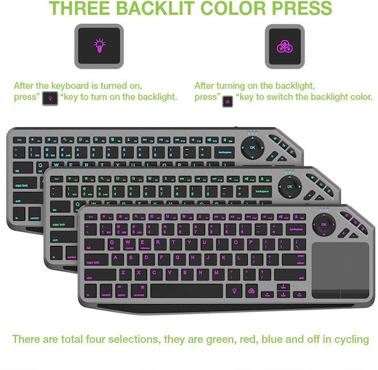 Techly ICTB9801TB Kabellos Tastatur mit Touchpad Englisch US