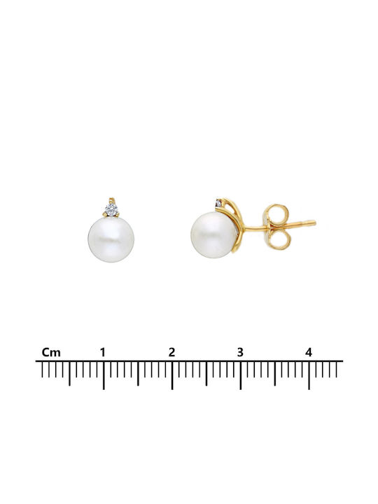 Mentzos Earrings made of Gold 9K with Stones & Pearls