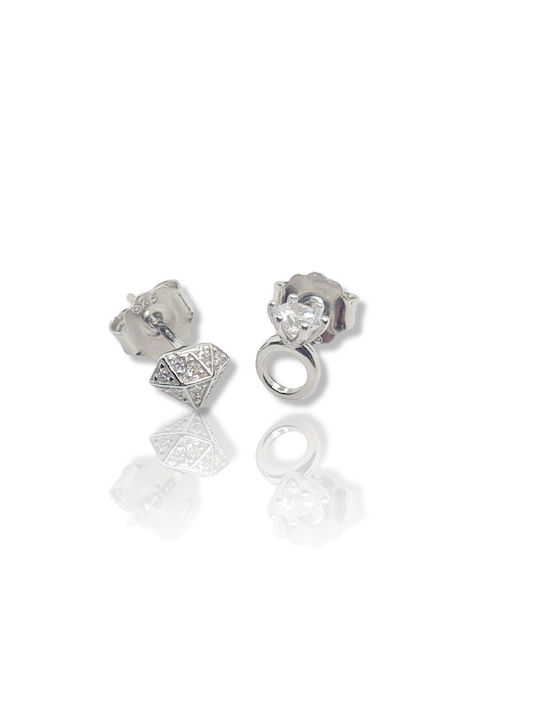 Mentzos Earrings made of Silver with Diamond