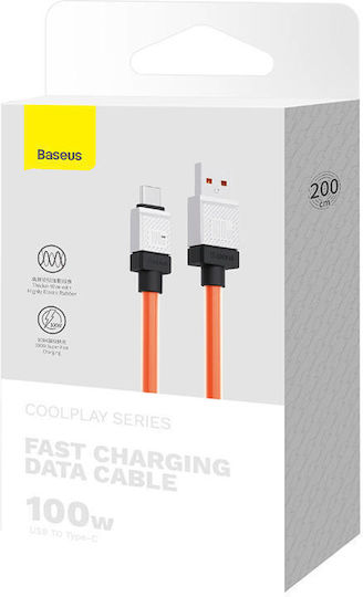 Baseus CoolPlay USB 2.0 Cable USB-C male - USB-A 100W Πορτοκαλί 2m CAKW000707