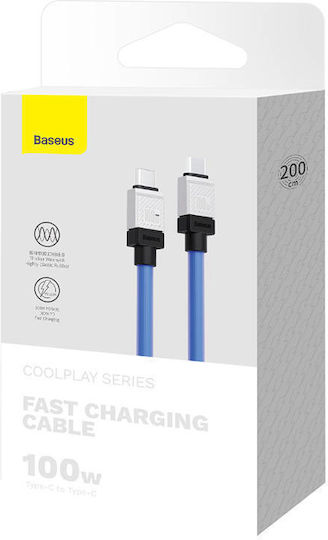 Baseus CoolPlay USB 2.0 Cable USB-C male - USB-C 100W Blue 2m (CAKW000303)