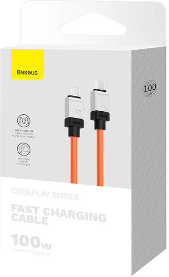 Baseus CoolPlay USB 2.0 Cable USB-C Male - USB-C 100W PD Orange 1m CAKW000207