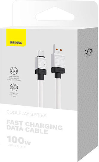 Baseus CoolPlay USB 2.0 Cable USB-C Male - USB-A 100W PD White 1m