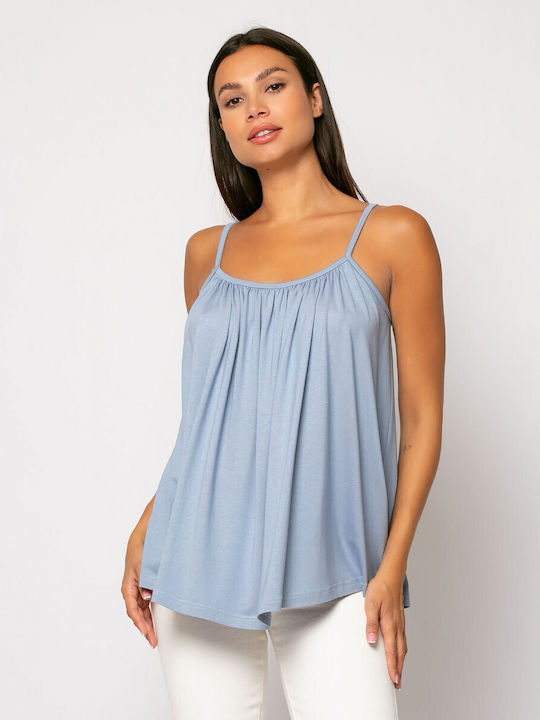 Noobass Women's Summer Blouse with Straps Blue
