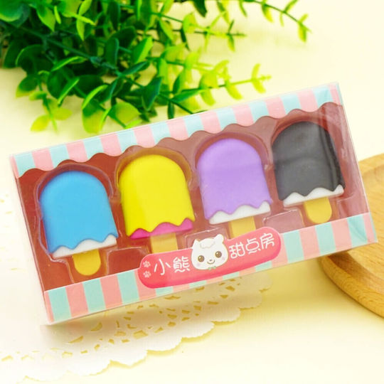 QiHao Eraser Set for Pencil and Pen Fancy Desserts (Μiscellaneous Designs/Colors) 4pcs