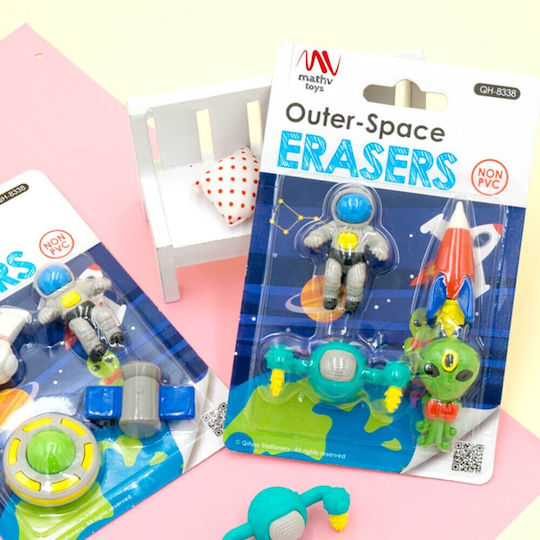 QiHao Σετ Γόμες για Μολύβι Outer Space (Διάφορα Σχέδια/Χρώματα) 4τμχ