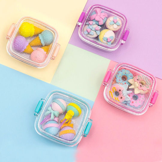 QiHao Eraser Set for Pencil and Pen Delicious Desserts (Μiscellaneous Designs/Colors) 4pcs