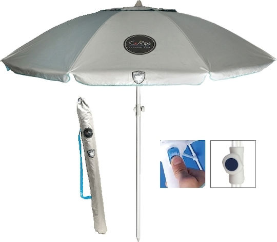 Campo Cuba 220 Beach Umbrella Diameter 2.2m with UV Protection and Air Vent Silver/Blue