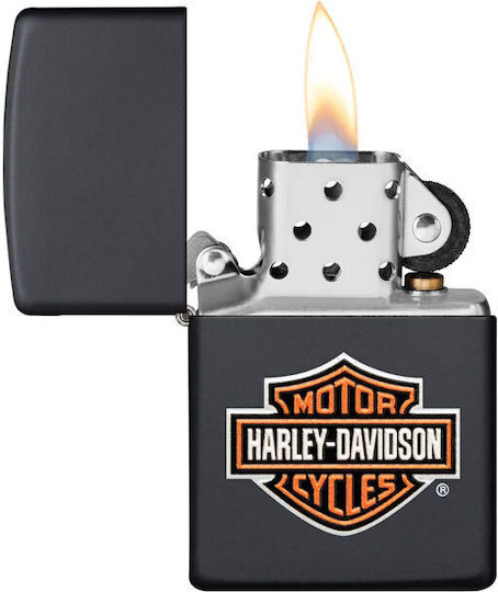 Zippo Harley Davidson Αντιανεμικός Αναπτήρας Φλόγας σε Μαύρο χρώμα