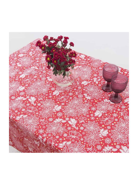 Dimeco Christmas Tablecloth Square Fabric Red L135xW135cm 1pcs