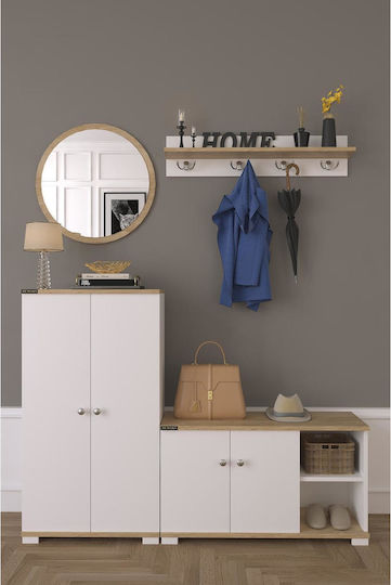 jemila Eingangsmöbel mit Spiegel / Garderobe & Schuhschrank 150x33x183cm