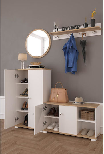 jemila Eingangsmöbel mit Spiegel / Garderobe & Schuhschrank 150x33x183cm