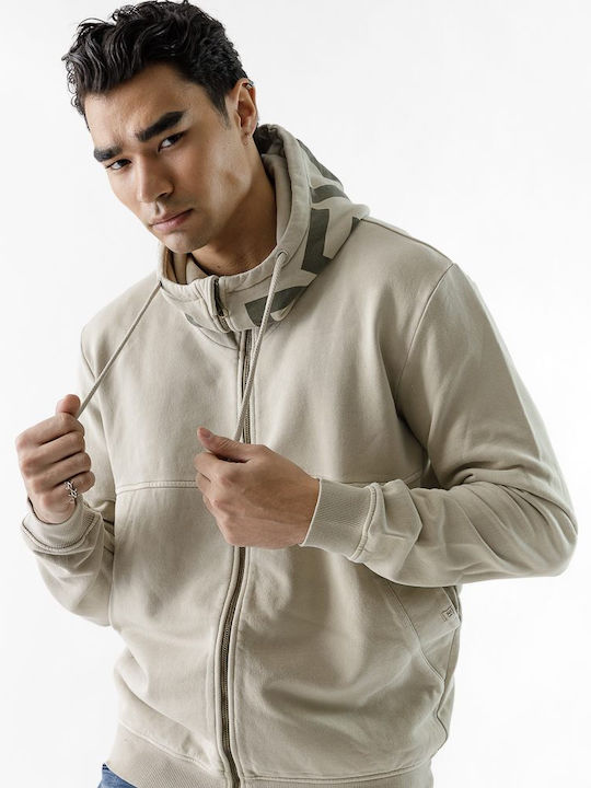 Devergo Men's Sweatshirt Jacket with Hood Beige