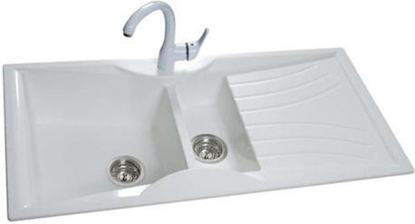 Sanitec Classic Drop-In Sink Left Synthetic Granite W104xD51cm Granite Blue