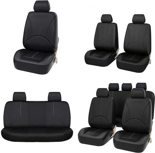 Car Cover Set 9pcs Leatherette Black