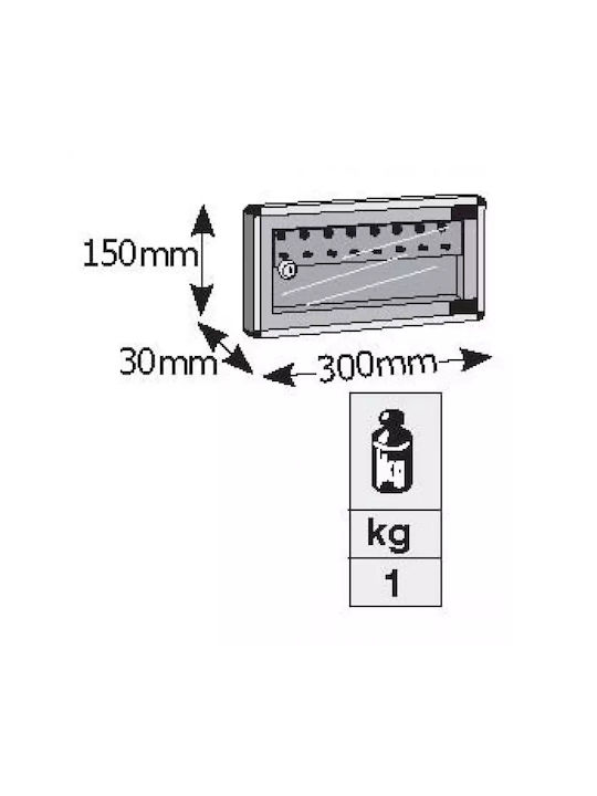 Viometal LTD Wand Schlüsselanhänger Metallisch 1508 8 Haken Weiße 8 Positionen Mit Schloss 30x3x15cm