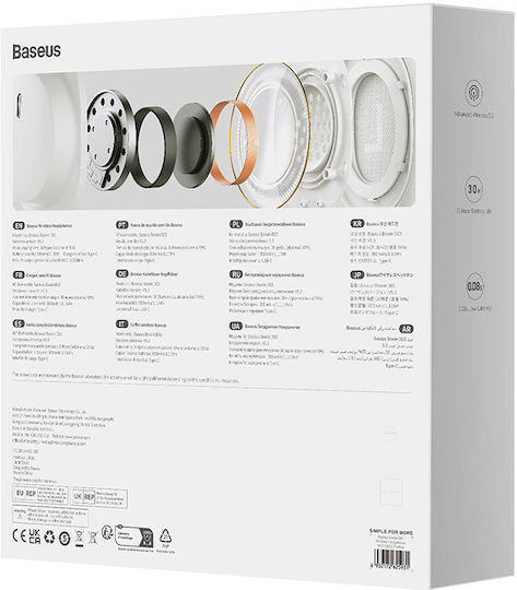 Baseus Bowie D03 Wireless / Wired Over Ear Headphones with 30 hours of Operation White