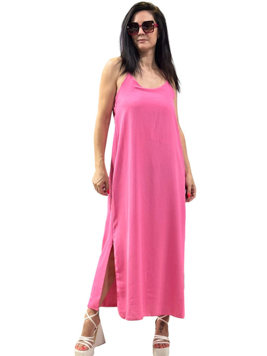Summer Maxi Dress with Slit Pink