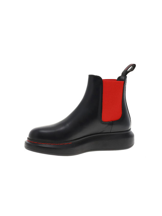 Leder Stiefeletten Damen Schwarz