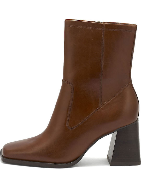 Leder Stiefeletten Damen Tabac Braun