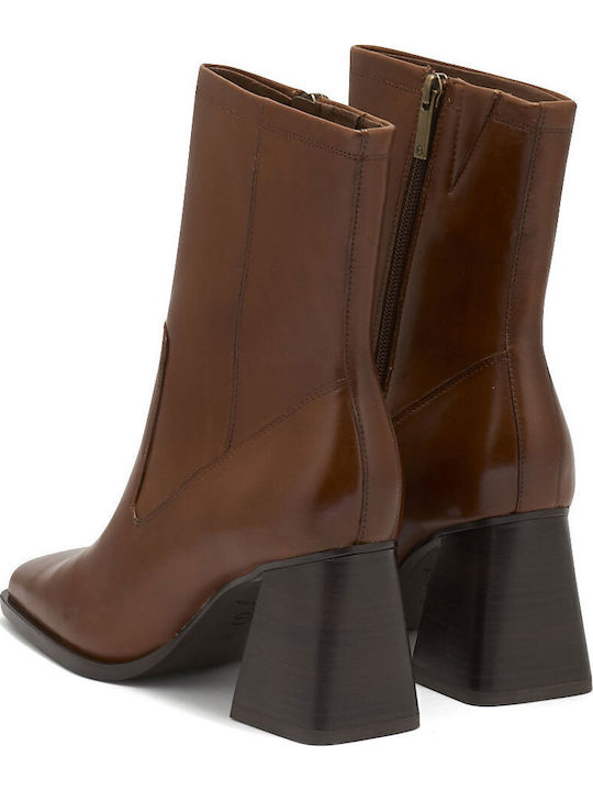 Leder Stiefeletten Damen Tabac Braun
