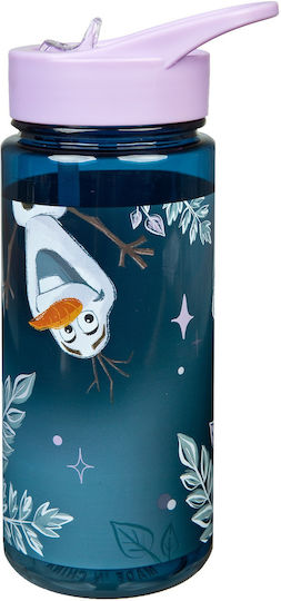 Scooli Frozen Kids Water Bottle Frozen Plastic with Straw 500ml