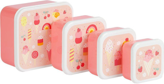 A Little Lovely Company Kids Set Lunch Plastic Box Pink