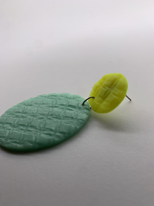 Funky Geranium Earrings made of Clay with Stones Mint / Yellow
