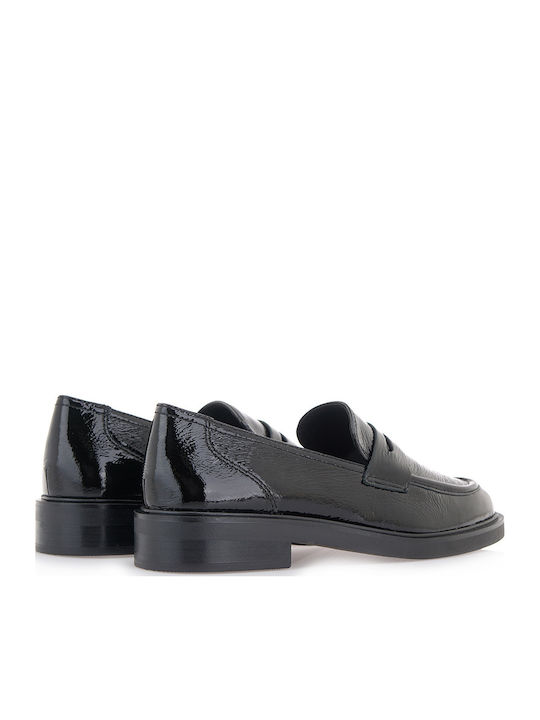 Leather Women's Loafers in Black Color