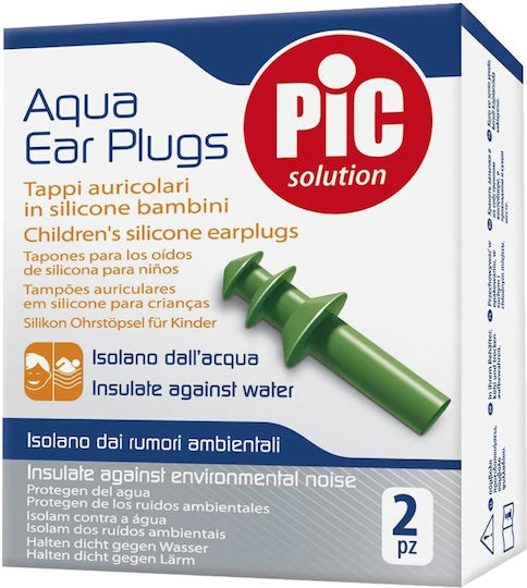PiC Solution Aqua Παιδικές Ωτοασπίδες Σιλικόνης για Κολύμβηση σε Πράσινο Χρώμα 2τμχ