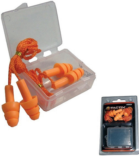 Tactix Silicone Earplugs with Safety Cord in Orange Colour 488024 2 Pieces